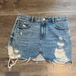 Zara Blue Distressed Mini Skirt
